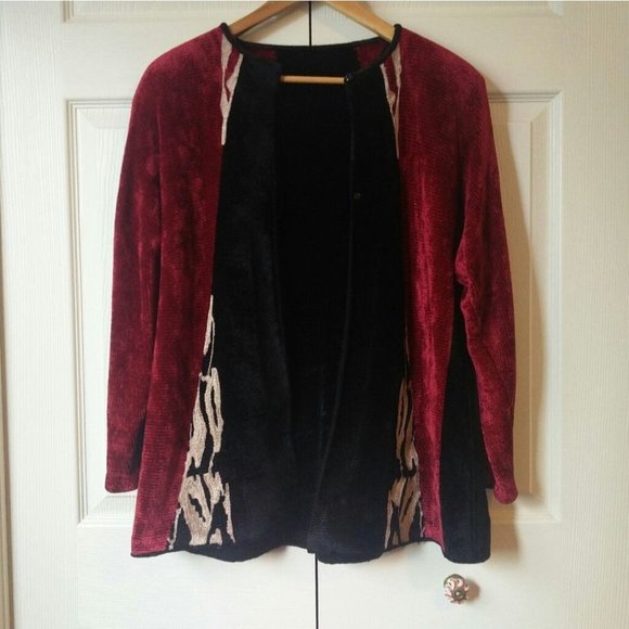 VINTAGE 90's Oversized Wool Chenille Cardigan - Picture 11 of 16